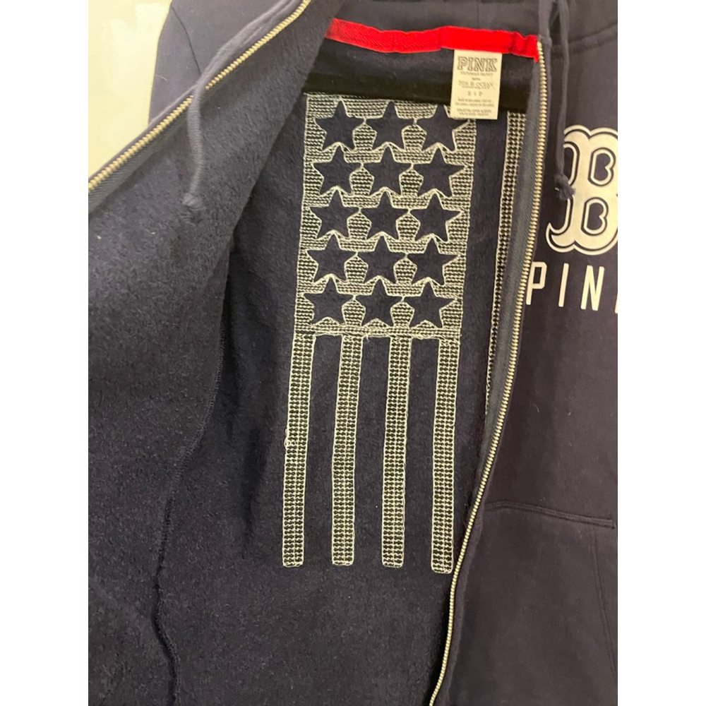 PINK Victoria’s Secret Red Sox Sequin Flag Hoodie 5th & Ocean Navy S - Picture 5 of 5
